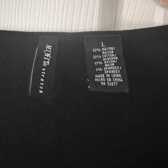 Y2K Mixit Black Ribbed Wrap Top | Long Sleeve Fitted Shirt | Size L - Picture 2 of 3